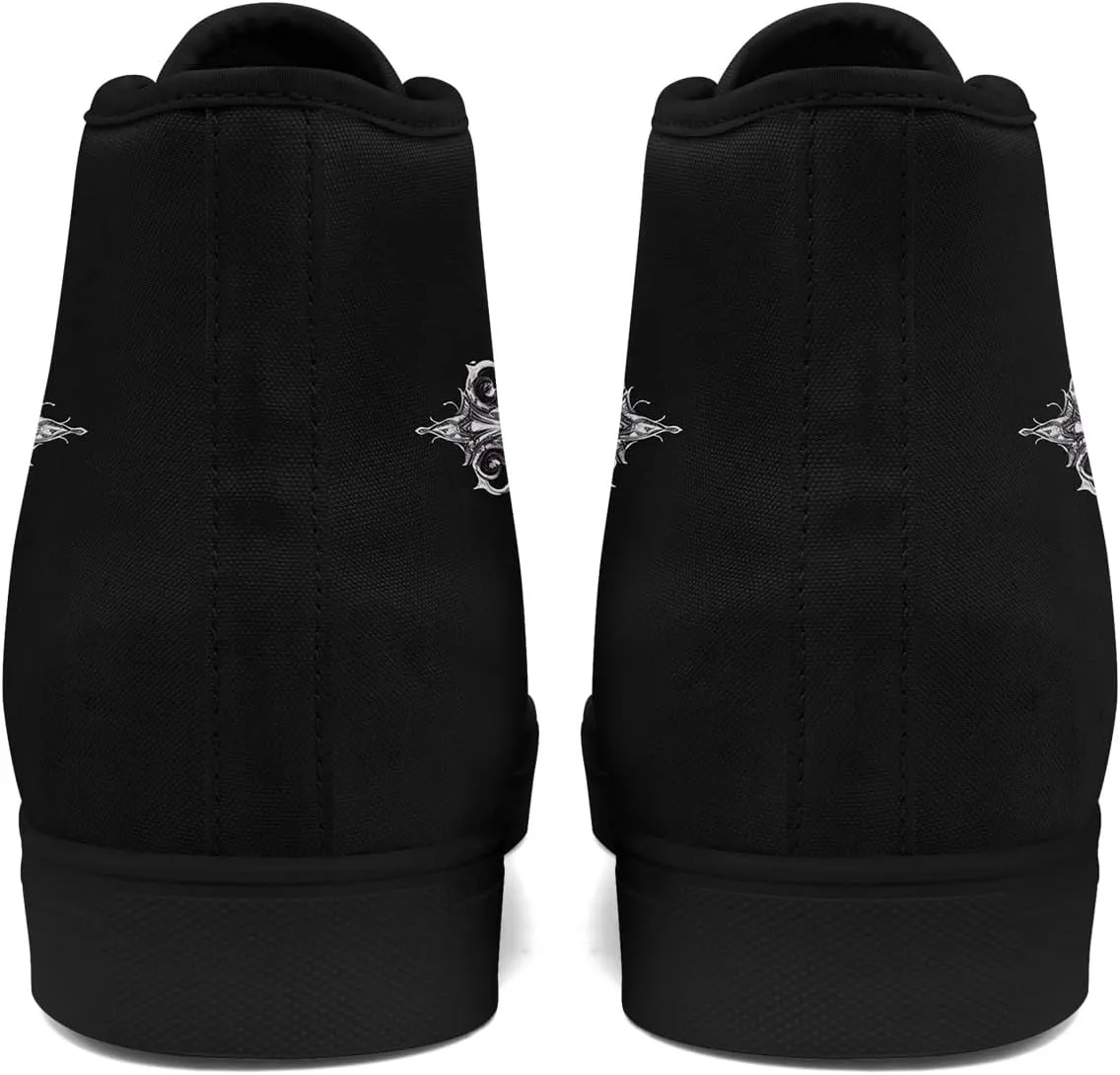 Skull Shoes High Top Canvas Sneakers for Men Women Classic Lace up Casual Trainers Plimsoles Flat Shoes Gothic Walking Streetwear