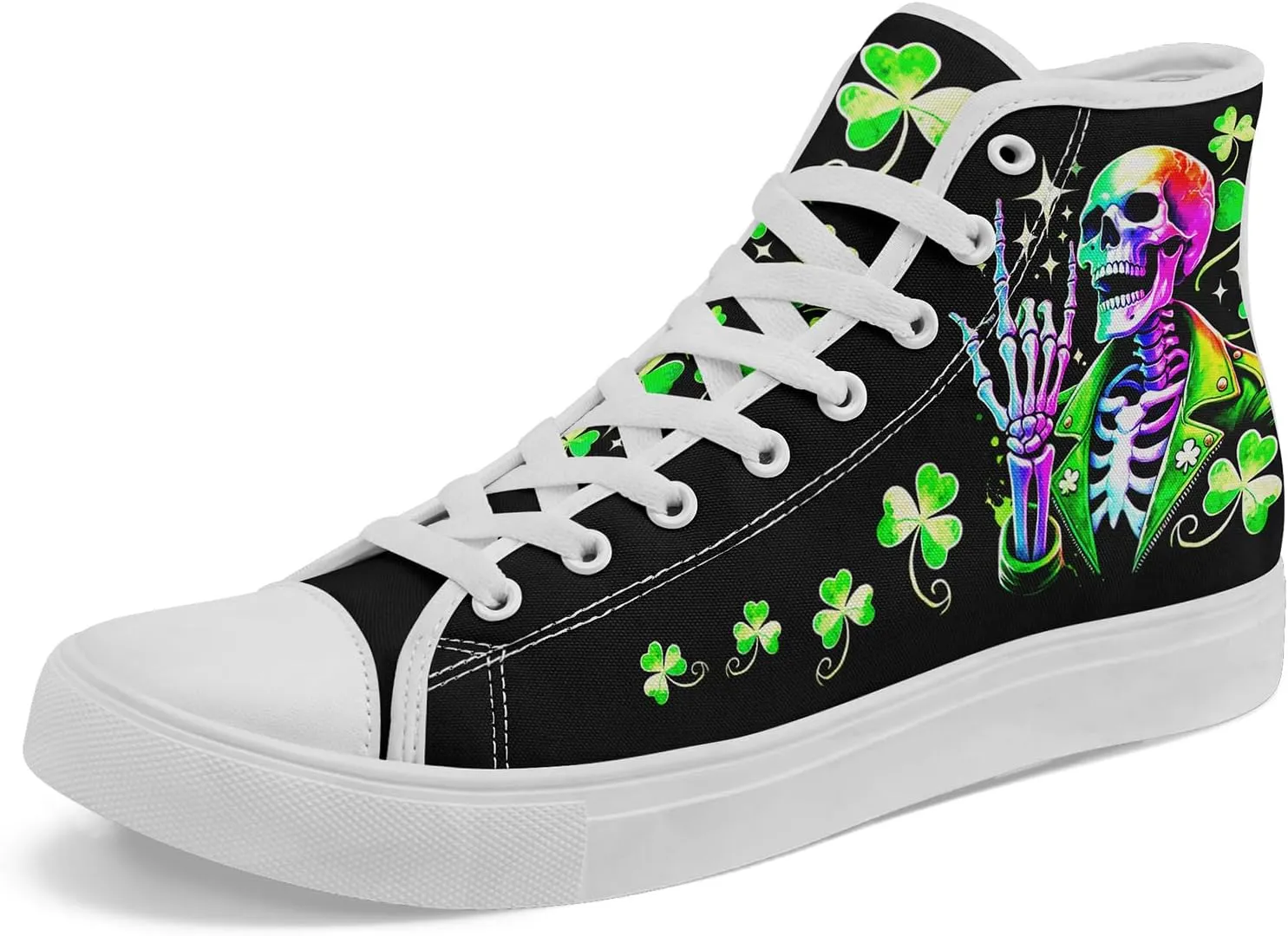 Skull Shoes High Top Canvas Sneakers for Men Women Classic Lace up Casual Trainers Plimsoles Flat Shoes Gothic Walking Streetwear