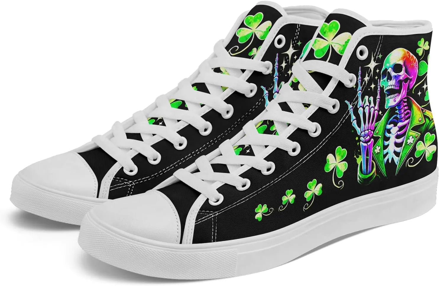 Skull Shoes High Top Canvas Sneakers for Men Women Classic Lace up Casual Trainers Plimsoles Flat Shoes Gothic Walking Streetwear