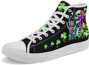 Skull Shoes High Top Canvas Sneakers for Men Women Classic Lace up Casual Trainers Plimsoles Flat Shoes Gothic Walking Streetwear