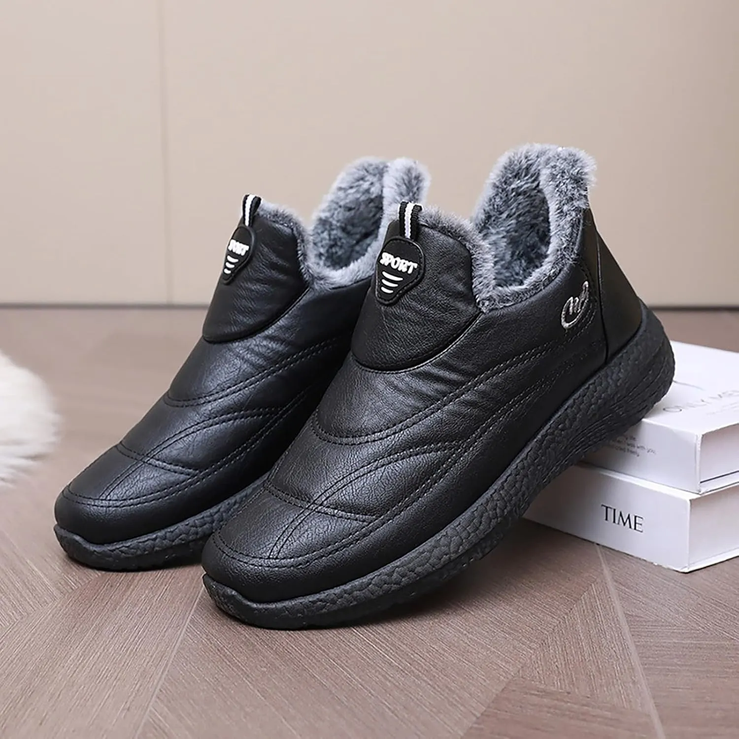 Sneakers for Men Work Shoes Women Women's Loafer Flat Round Toe Slip On Casual Black Loafers Women Comfortable Platform Sneakers for Women Black