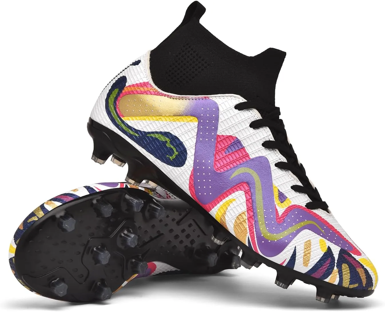 Soccer Cleats Mens Professional High Top Indoor Soccer Shoes Outdoor AG/FG Adults Youth Boys Football Training Sneakers