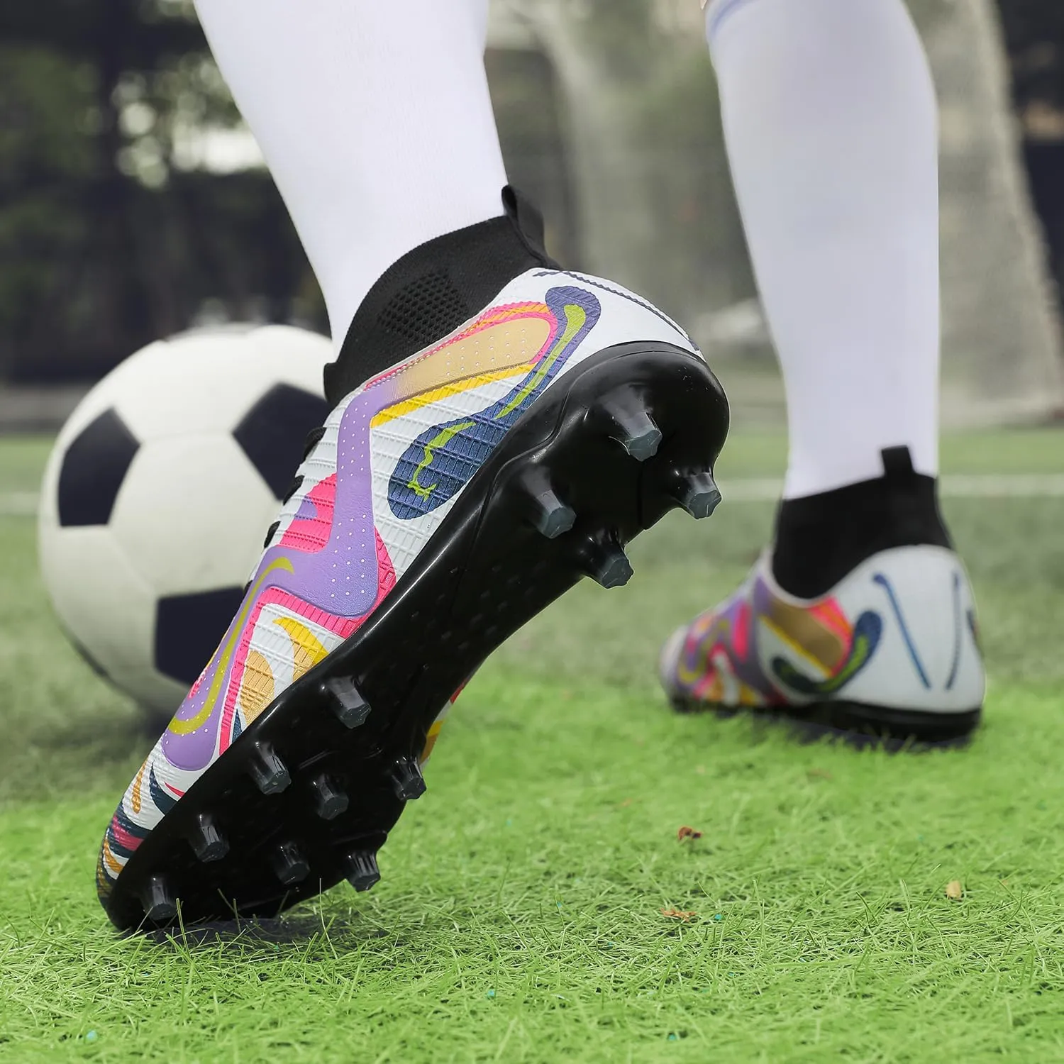 Soccer Cleats Mens Professional High Top Indoor Soccer Shoes Outdoor AG/FG Adults Youth Boys Football Training Sneakers