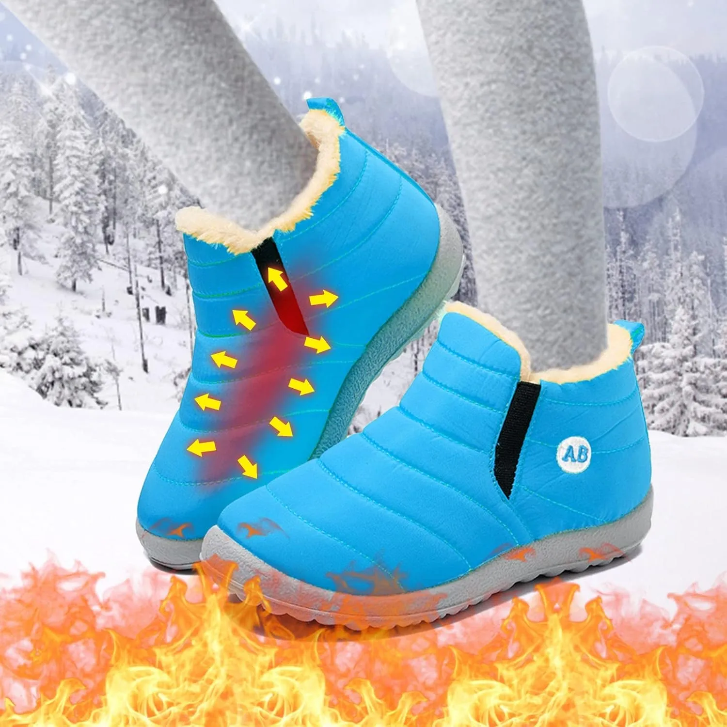 Sorely Snow Boots Girls Childrens Winter Fleece Childrens Boots Flat Splashing Girls Leather Dress Boots