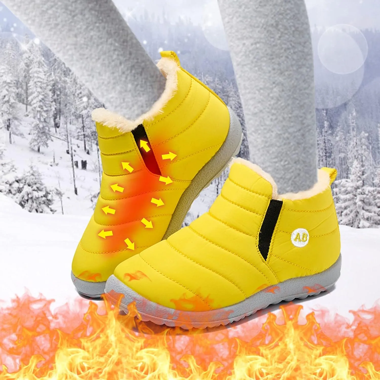 Sorely Snow Boots Girls Childrens Winter Fleece Childrens Boots Flat Splashing Girls Leather Dress Boots