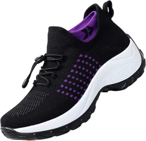 Tennis Shoes Womens Walking Sneakers for Women Black Loafers Women Closed Toe Indoor and Outdoor Christmas Tennis Shoes Comfortable Dressy Slip on