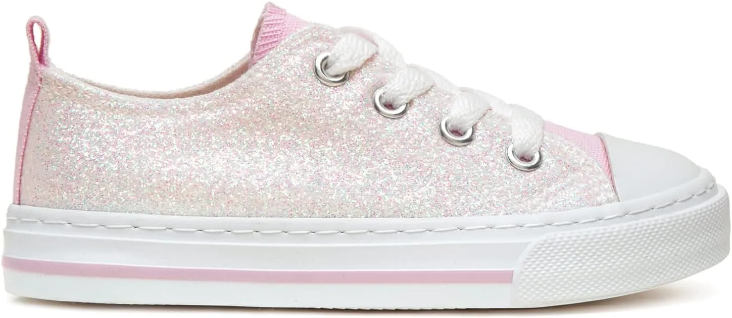 ToandonToddler Kids Sneakers Sparkle Fashion Glitter Sequins Canvas Shoes