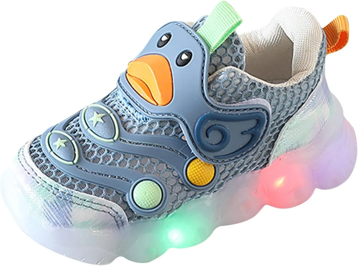 Toddler Boys Girls Light Up Sports Shoes Duck LED Flashing Sneakers Lightweight Mesh Breathable Running Sneakers