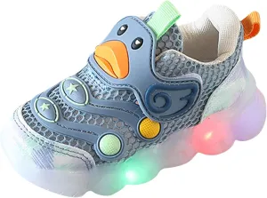 Toddler Boys Girls Light Up Sports Shoes Duck LED Flashing Sneakers Lightweight Mesh Breathable Running Sneakers