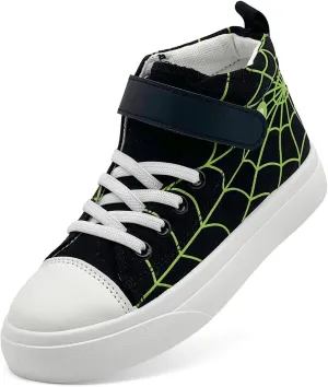 Toddler Boys Girls Shoes Kids High Top Canvas Sneakers Hook and Loops Lightweight Cartoon Casual Sneakers Walking Shoes