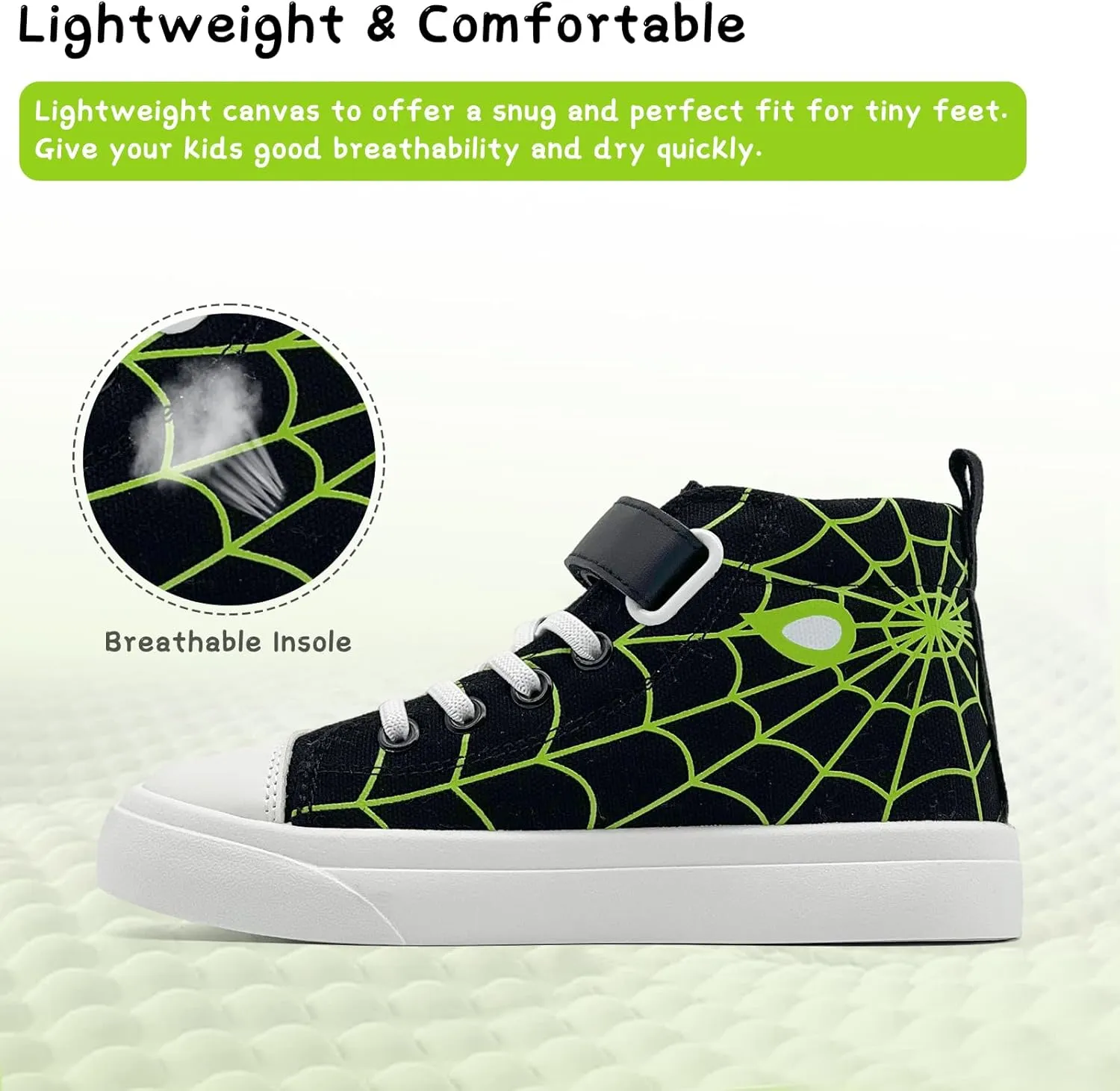 Toddler Boys Girls Shoes Kids High Top Canvas Sneakers Hook and Loops Lightweight Cartoon Casual Sneakers Walking Shoes