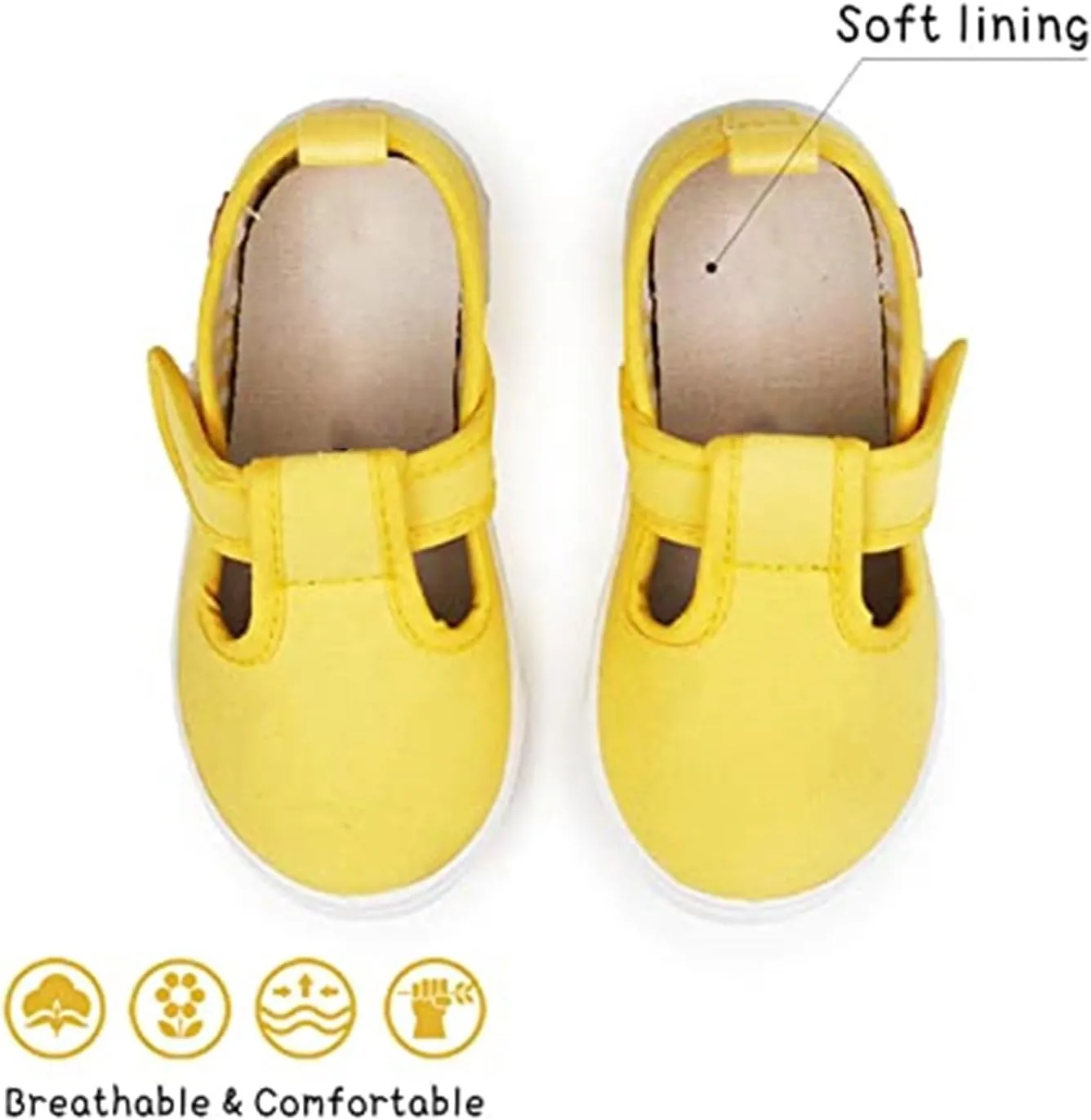 Toddler Boys Girls T-Strap Canvas Sneakers for Little Kids Classical Comfortable Mary Jane Canvas Flats, Non-Slip Casual Canvas Sneaker for Little Kids