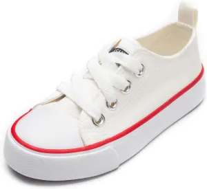 Toddler Canvas Shoes Casual Sneakers for Kids Boys and Girls Low Top Canvas Sneakers Lace Up Canvas Shoes