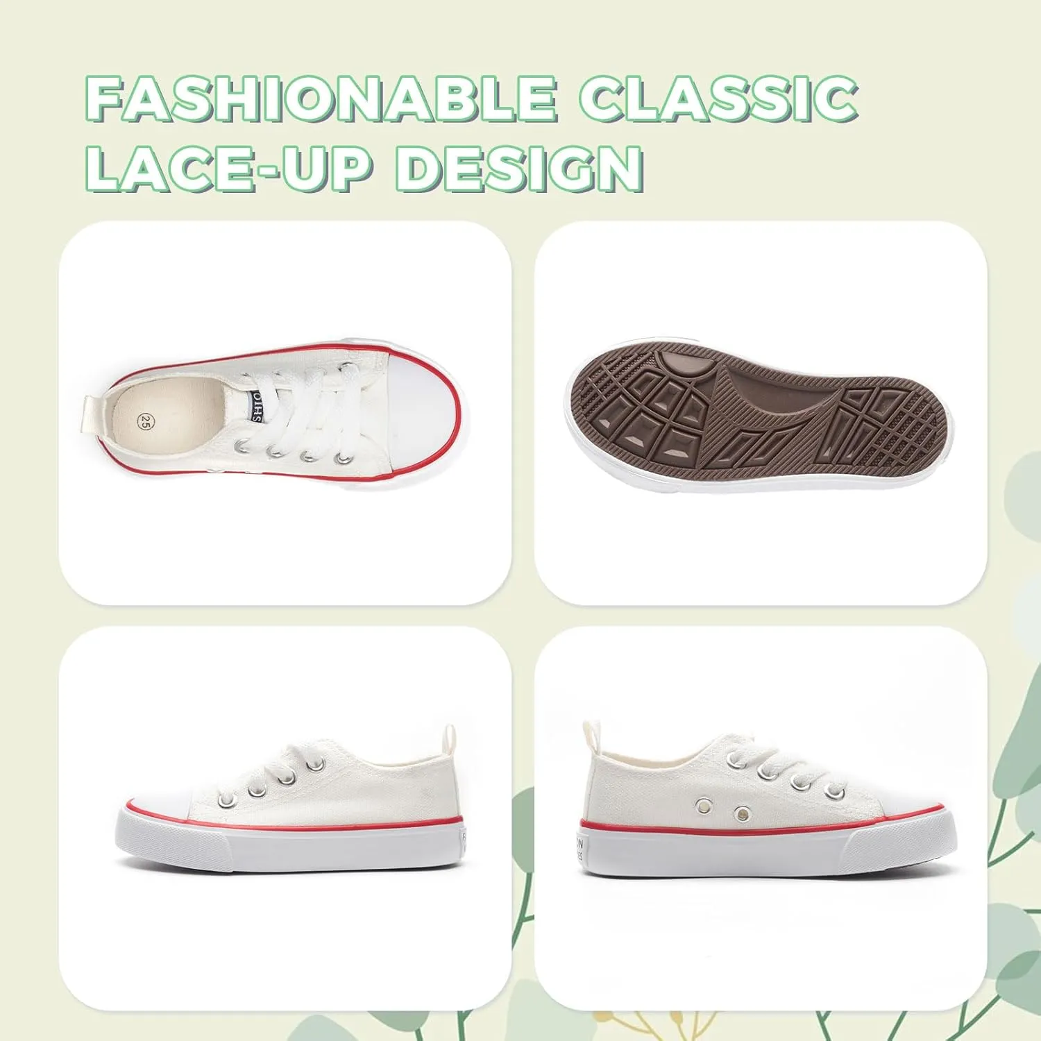 Toddler Canvas Shoes Casual Sneakers for Kids Boys and Girls Low Top Canvas Sneakers Lace Up Canvas Shoes