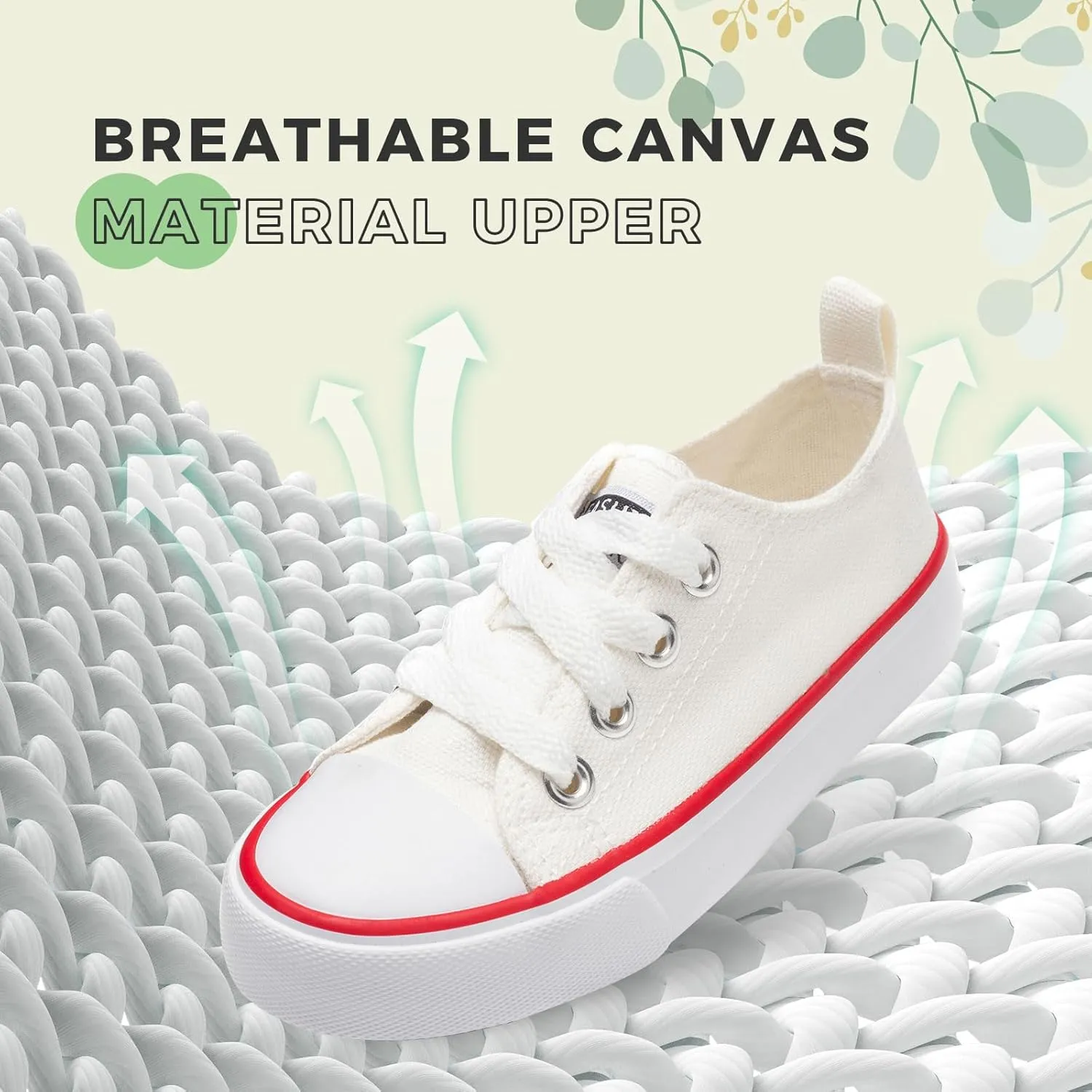 Toddler Canvas Shoes Casual Sneakers for Kids Boys and Girls Low Top Canvas Sneakers Lace Up Canvas Shoes