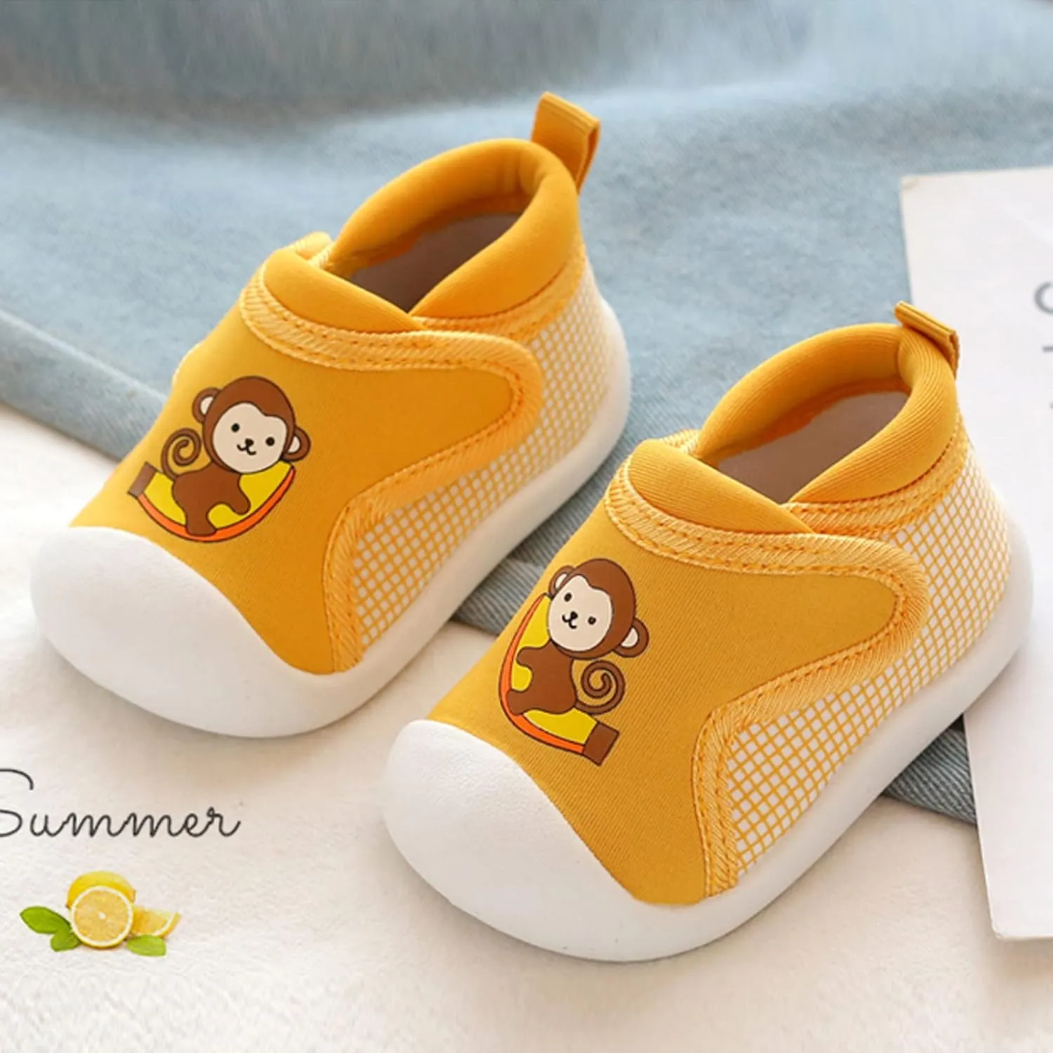 Toddler Girls Boys Leisure Shoes Cotton Cloth 𝐂artoon Animal Prints Soft Flat Bottom Breathable Slip On Sport Shoes