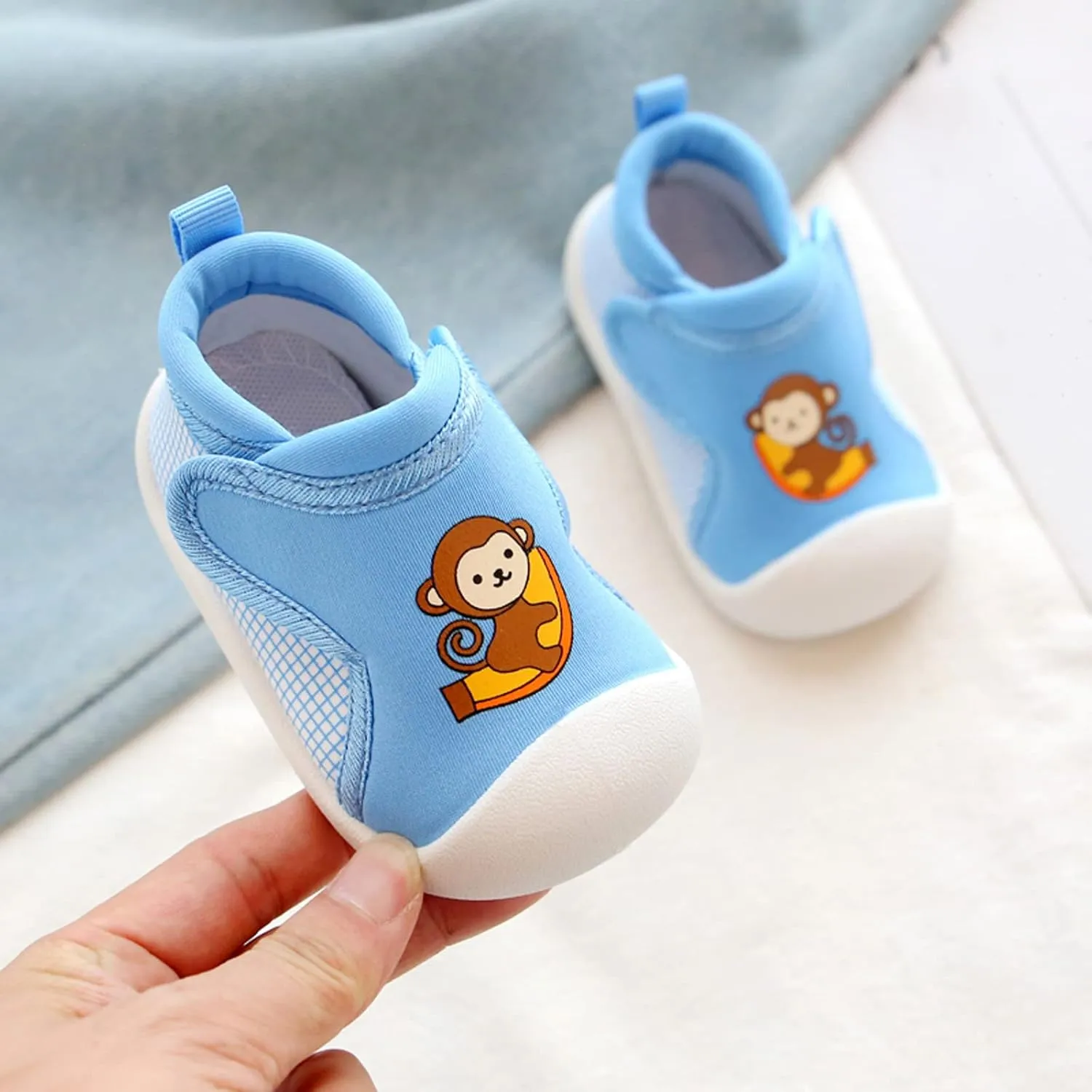Toddler Girls Boys Leisure Shoes Cotton Cloth 𝐂artoon Animal Prints Soft Flat Bottom Breathable Slip On Sport Shoes