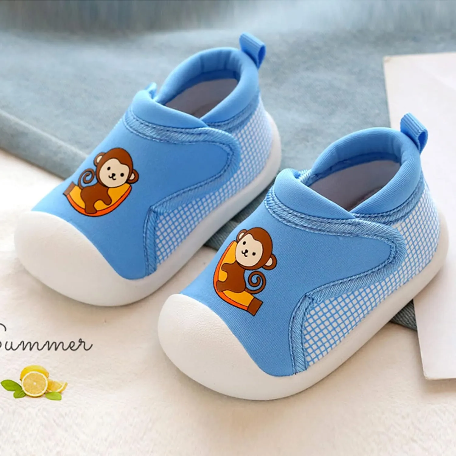 Toddler Girls Boys Leisure Shoes Cotton Cloth 𝐂artoon Animal Prints Soft Flat Bottom Breathable Slip On Sport Shoes