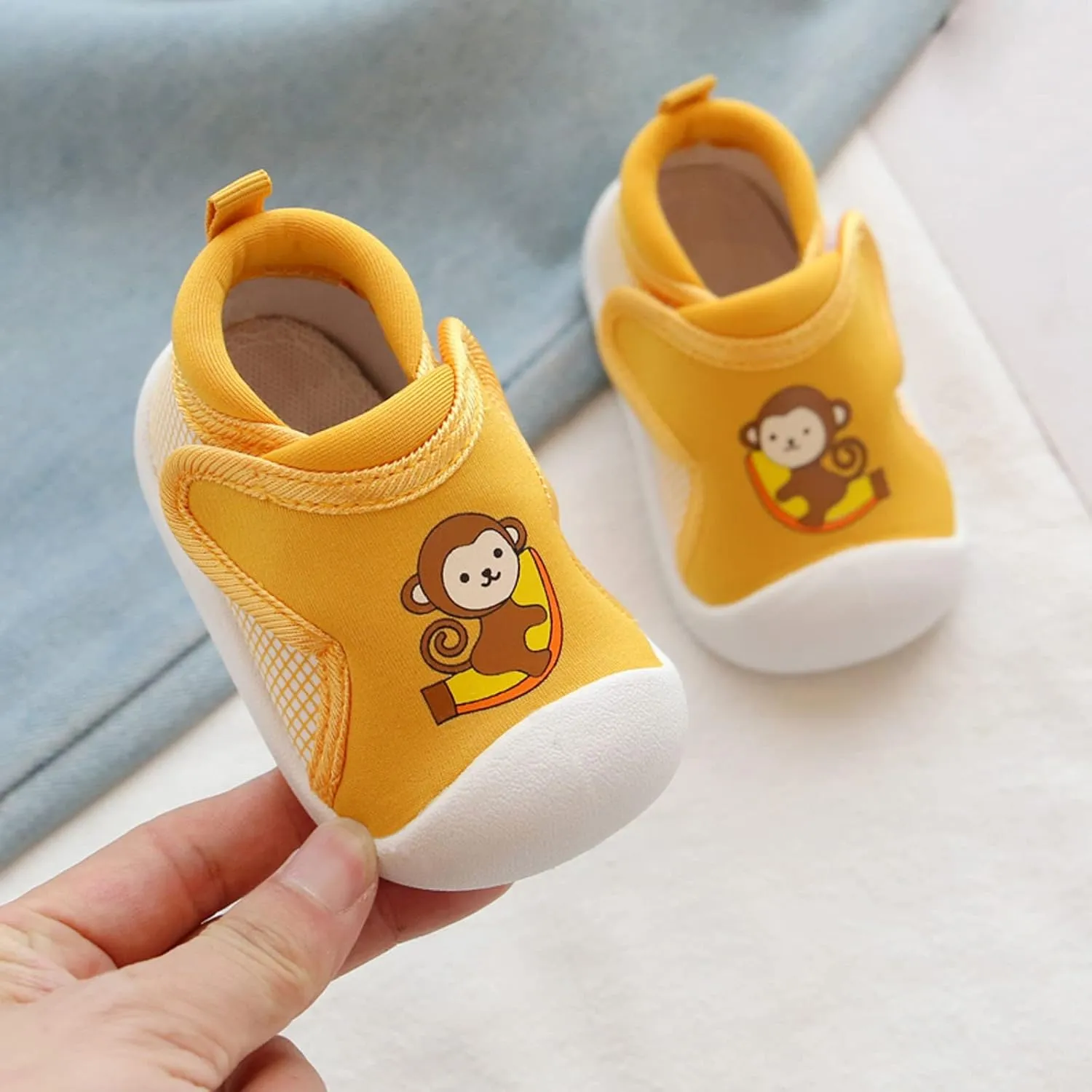 Toddler Girls Boys Leisure Shoes Cotton Cloth 𝐂artoon Animal Prints Soft Flat Bottom Breathable Slip On Sport Shoes