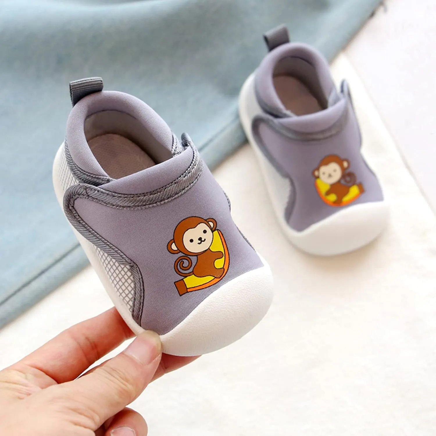 Toddler Girls Boys Leisure Shoes Cotton Cloth 𝐂artoon Animal Prints Soft Flat Bottom Breathable Slip On Sport Shoes