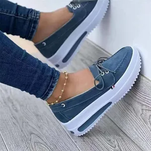 TROONZ 2023 Spring Low Top Womens Canvas Shoes, Women's Fashion Trainers, Non-Slip, Blue, Size 7