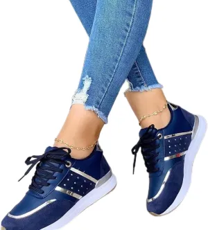 TROONZ Women Fashion Trainers, Casual Mesh Shoes,Spring Sneakers Women Casual Breathable Sport Shoes, Canvas Shoes -Blue||9