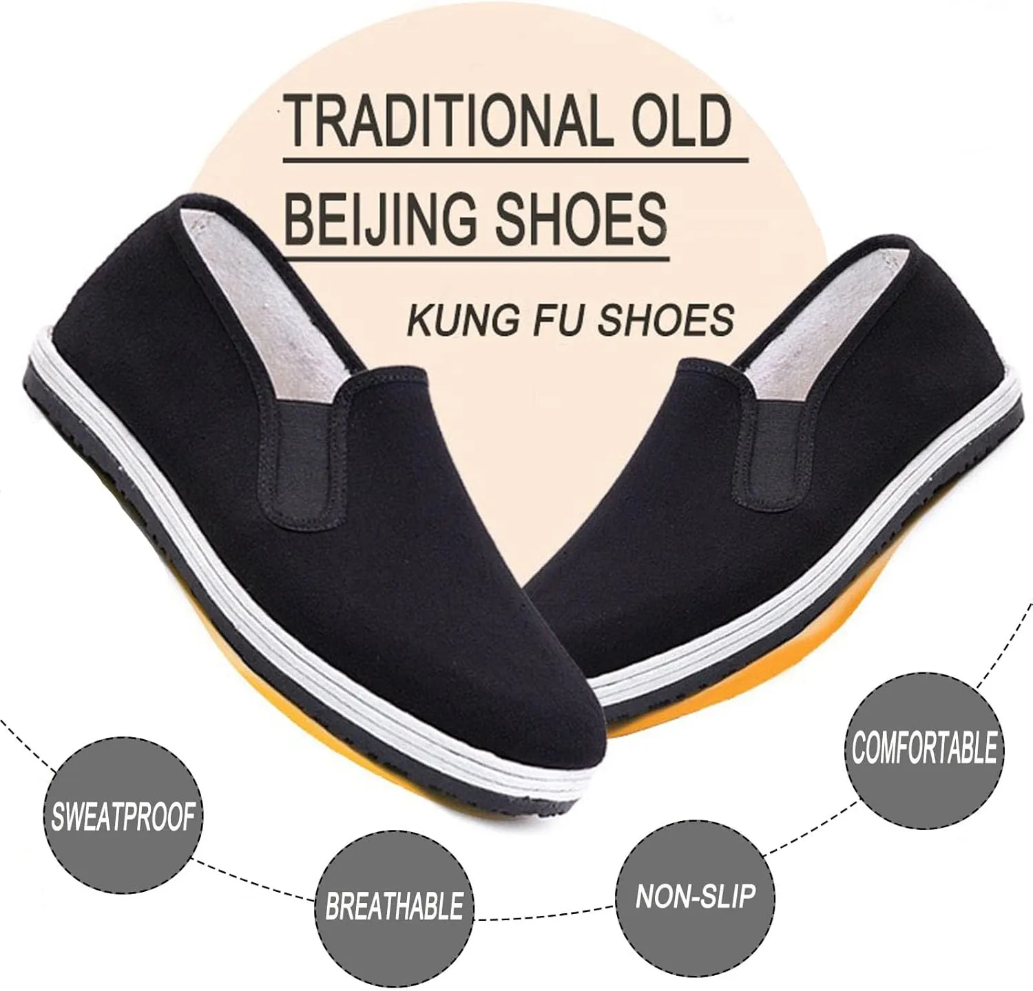 Unisex Chinese Traditional Old Beijing Cloth Kung Fu Martial Arts Tai Chi Canvas Shoes
