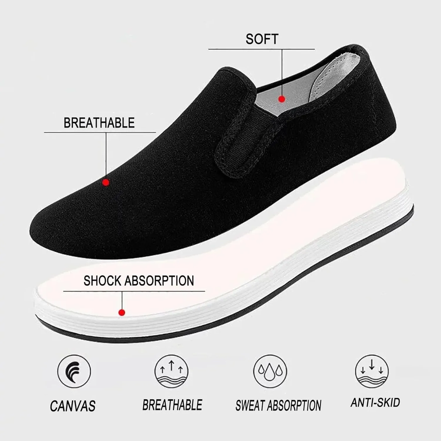 Unisex Chinese Traditional Old Beijing Cloth Kung Fu Martial Arts Tai Chi Canvas Shoes