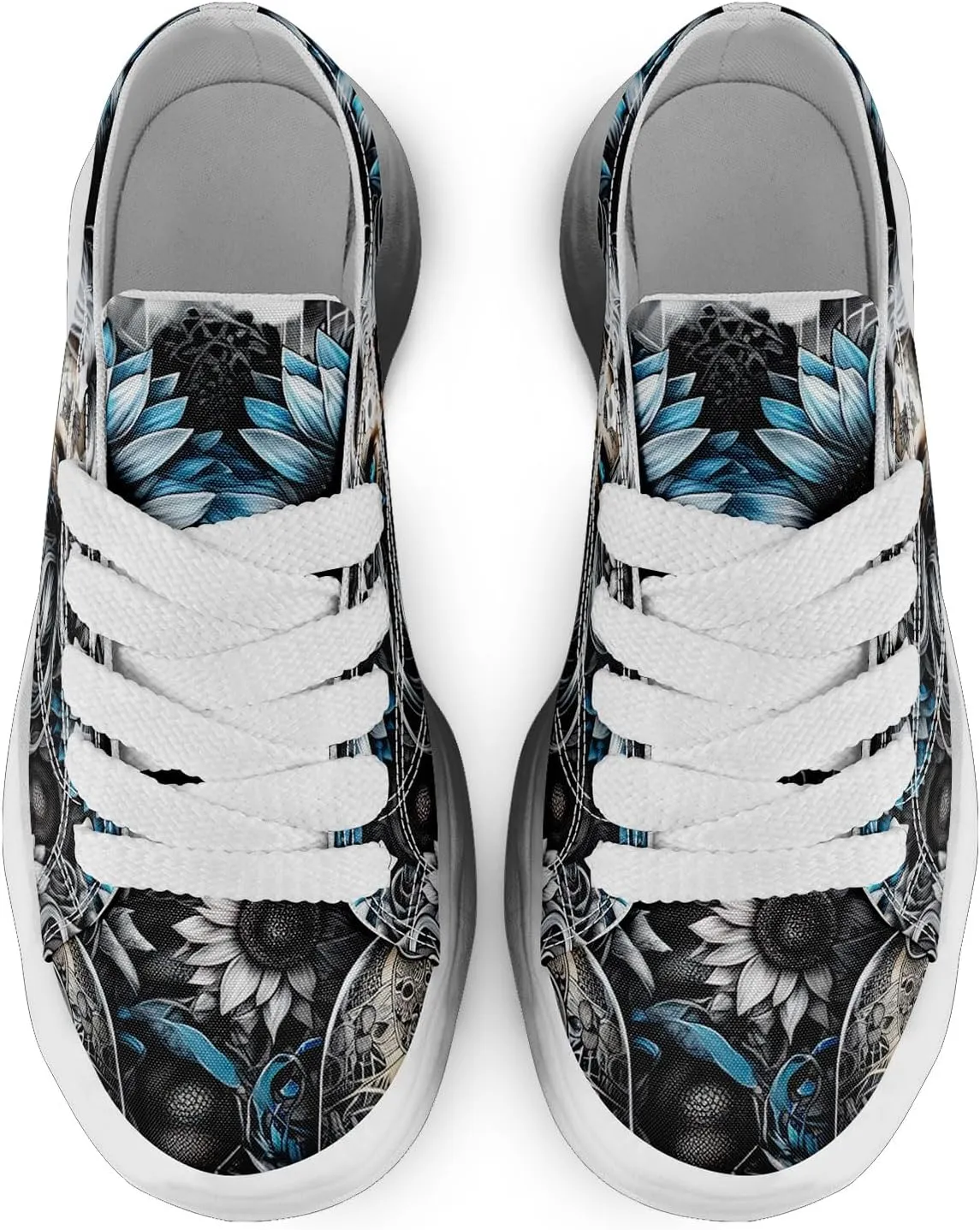 Unisex Skull Canvas Shoes Fashion Sneakers Low Top Flat Casual Tennis Walking Shoes for Men Women