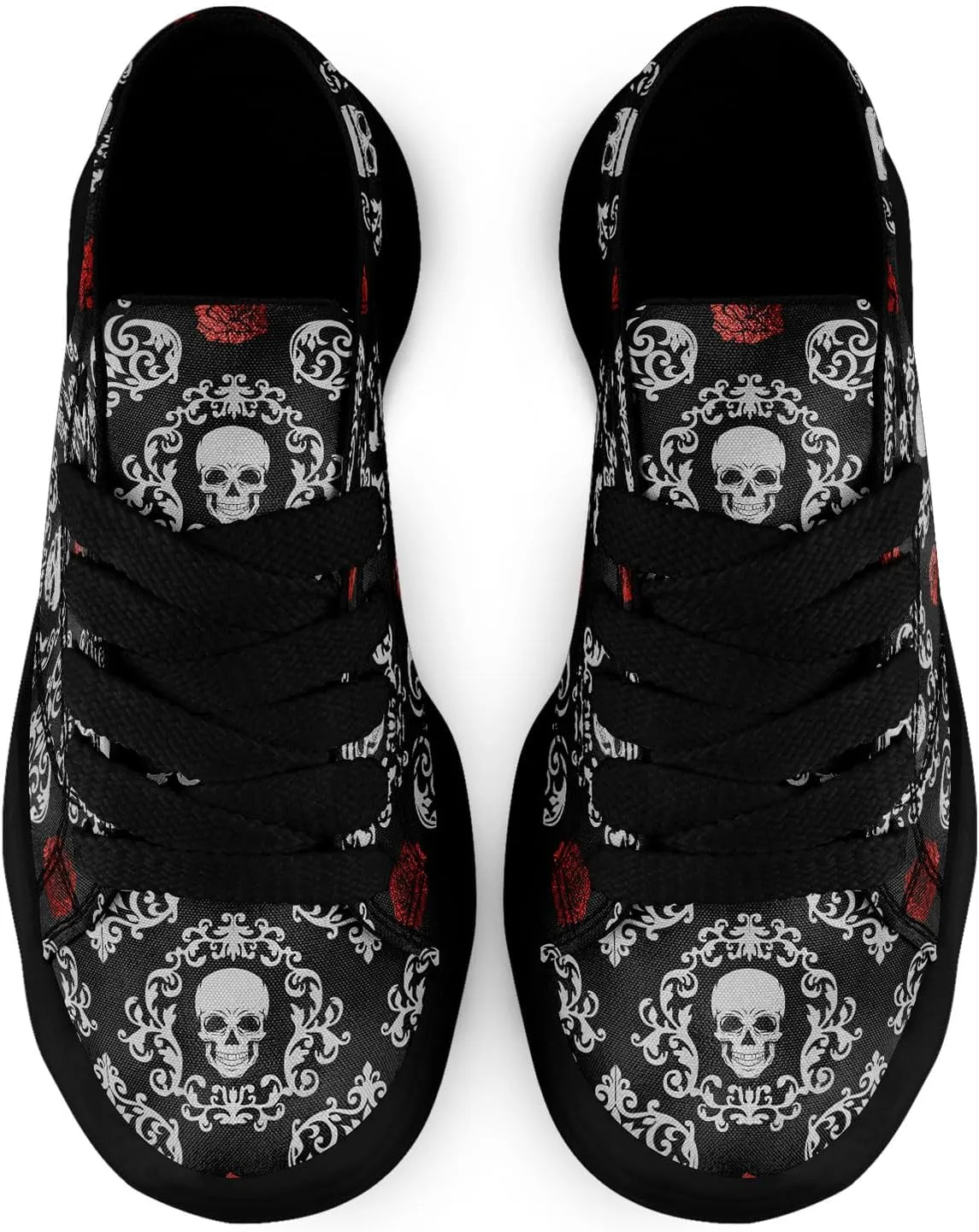 Unisex Skull Canvas Shoes Fashion Sneakers Low Top Flat Casual Tennis Walking Shoes for Men Women