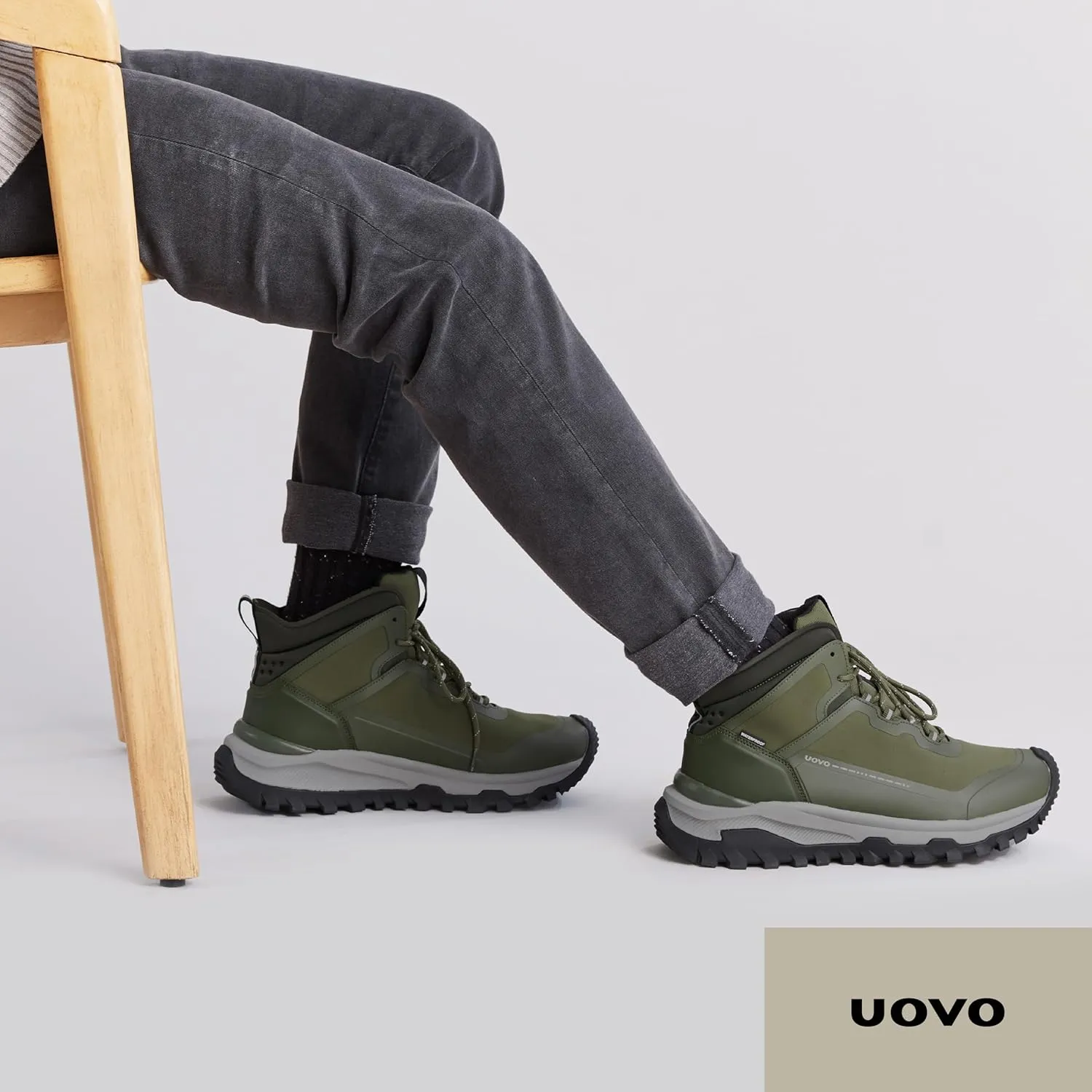 UOVO Men's Waterproof Hiking Boots  All-Season Non-Slip Outdoor Work & Trail Footwear