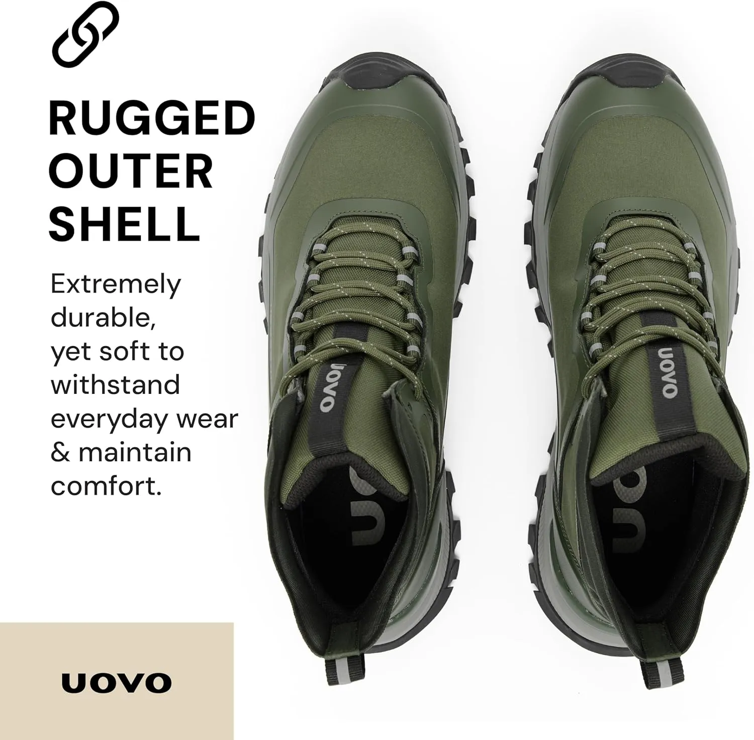UOVO Men's Waterproof Hiking Boots  All-Season Non-Slip Outdoor Work & Trail Footwear