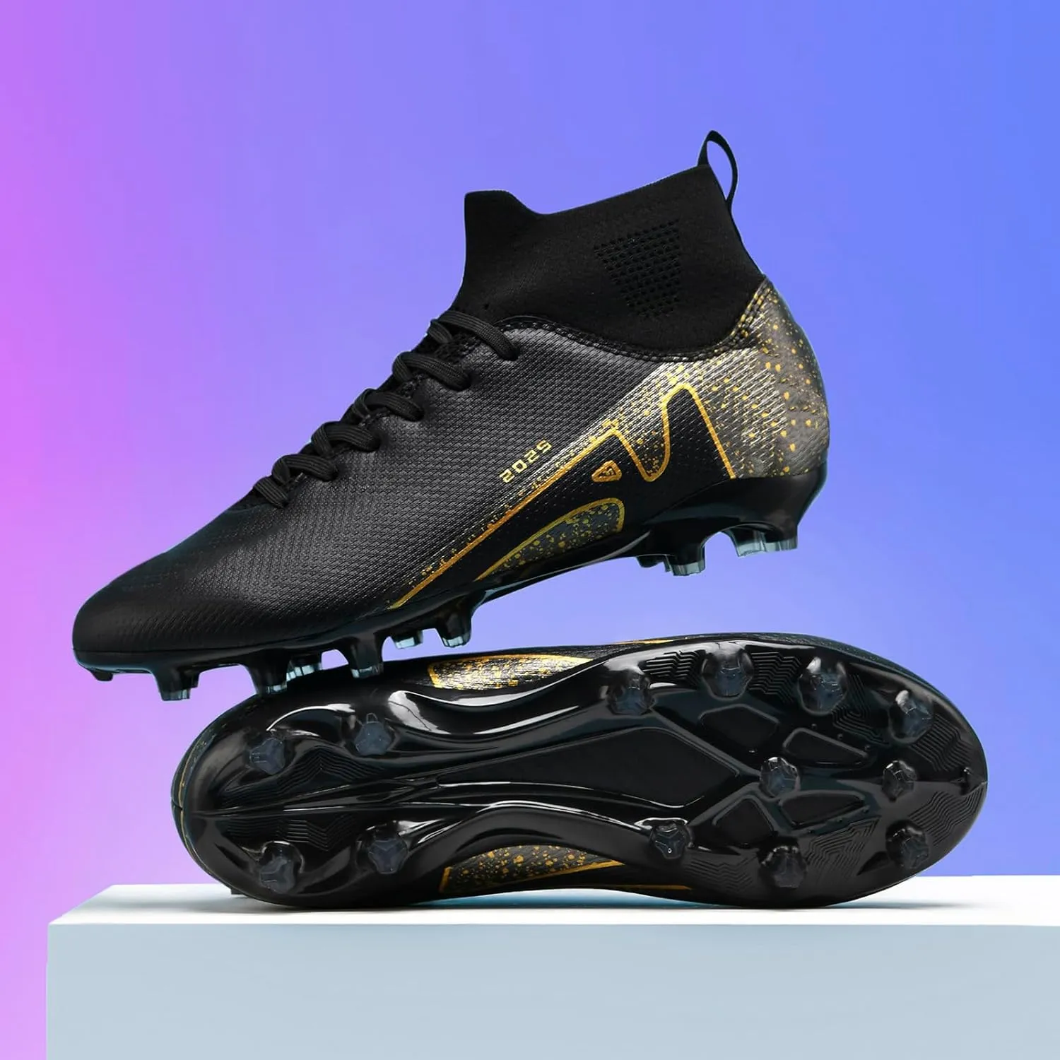 UYO Boys' Soccer Shoes Kids Firm Ground Soccer Cleats Girls Turf Shoes Outdoor Trainning Shoes High Top Youth Football Shoes