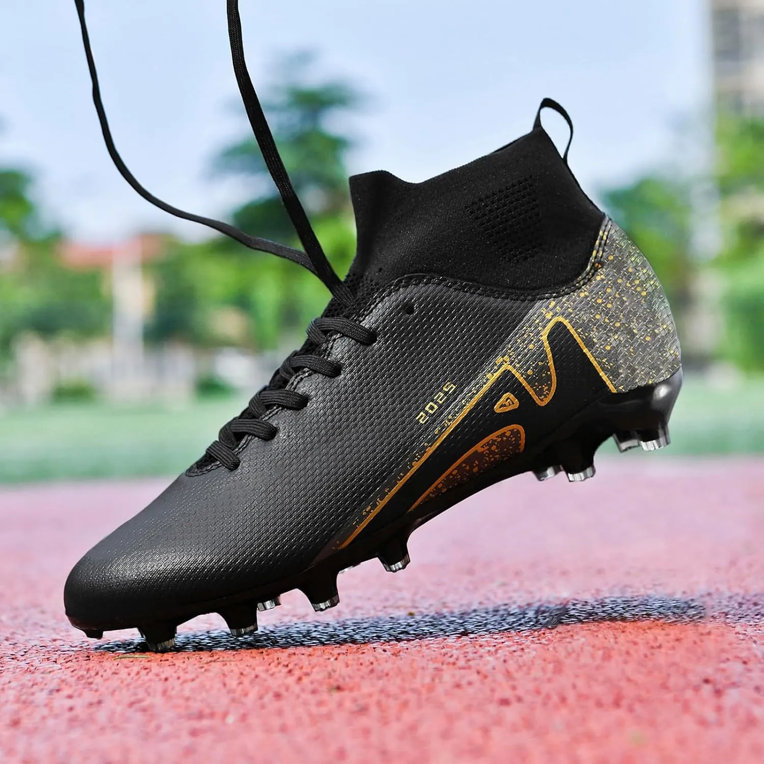 UYO Boys' Soccer Shoes Kids Firm Ground Soccer Cleats Girls Turf Shoes Outdoor Trainning Shoes High Top Youth Football Shoes