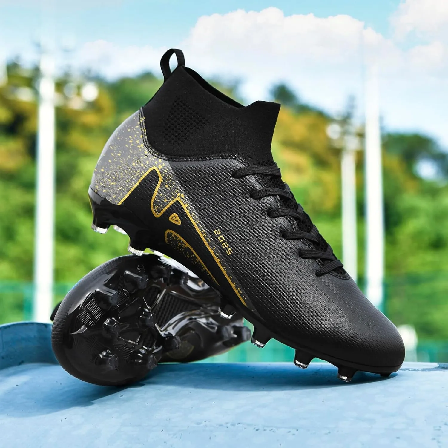 UYO Boys' Soccer Shoes Kids Firm Ground Soccer Cleats Girls Turf Shoes Outdoor Trainning Shoes High Top Youth Football Shoes