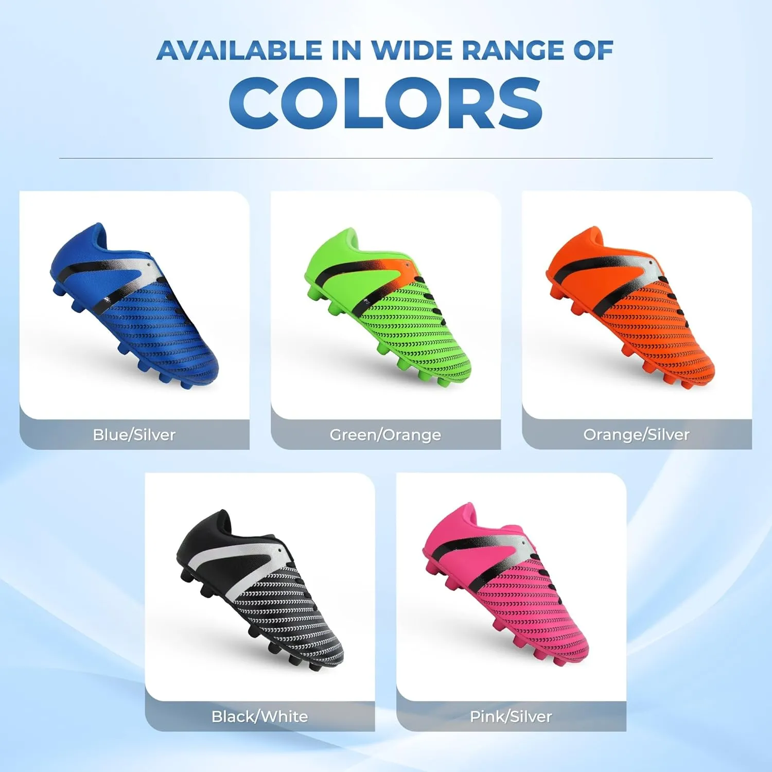 Vizari Impact Firm Ground Kids Soccer Cleats | Lightweight & Durable Girls and Boys Soccer Cleats with Excellent Traction | Unisex Football Shoes with Padded Heel & Anti-Stretch Lining