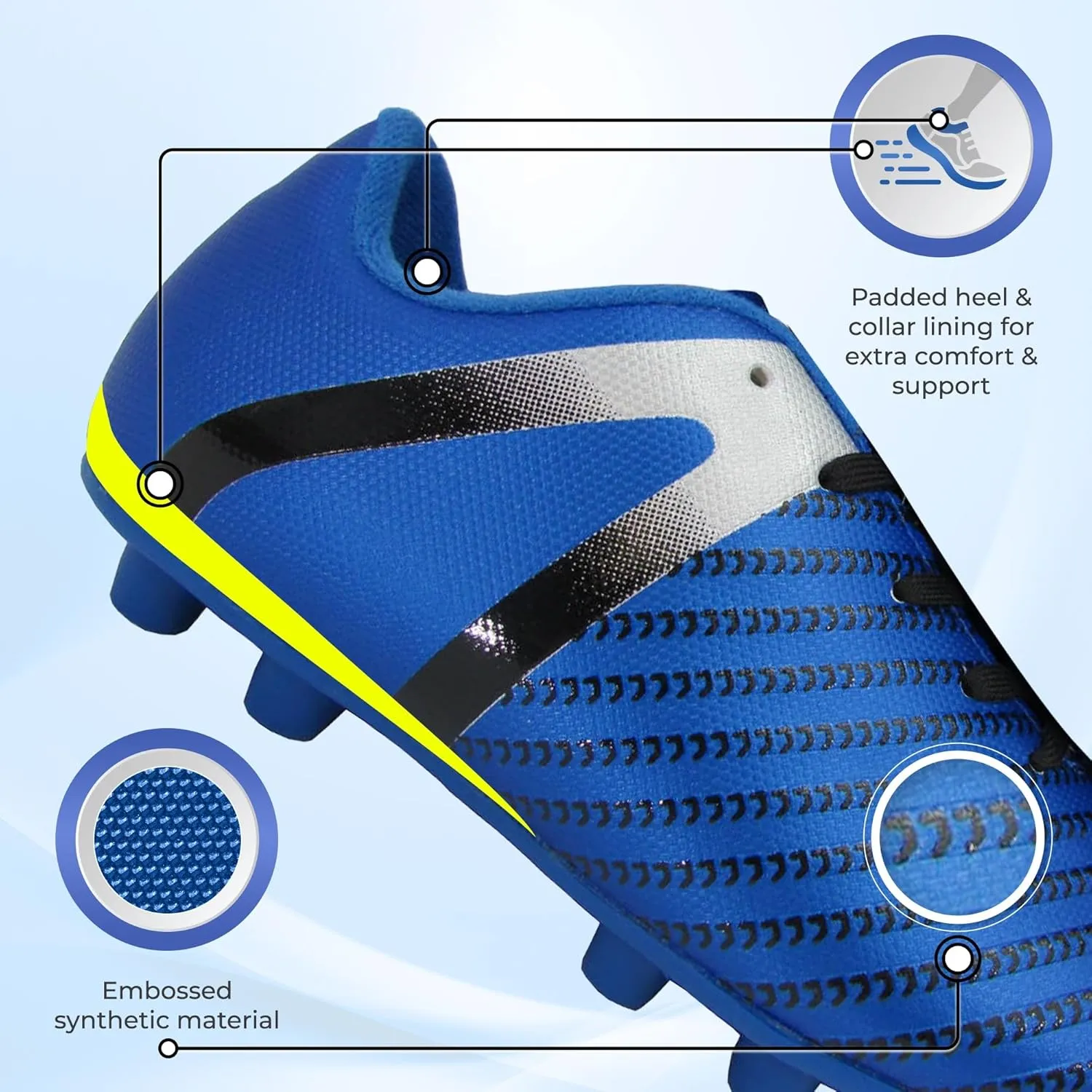 Vizari Impact Firm Ground Kids Soccer Cleats | Lightweight & Durable Girls and Boys Soccer Cleats with Excellent Traction | Unisex Football Shoes with Padded Heel & Anti-Stretch Lining