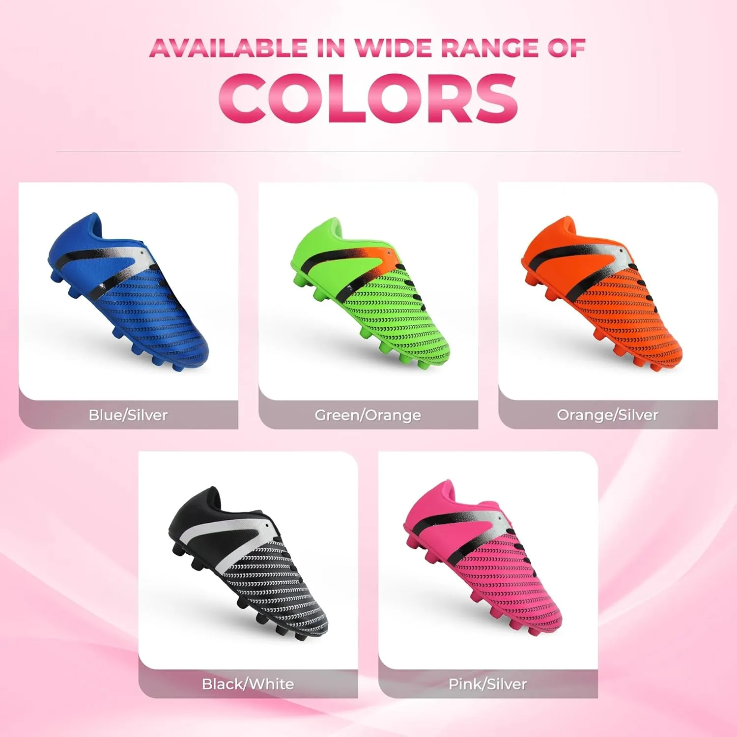 Vizari Impact Firm Ground Kids Soccer Cleats | Lightweight & Durable Girls and Boys Soccer Cleats with Excellent Traction | Unisex Football Shoes with Padded Heel & Anti-Stretch Lining