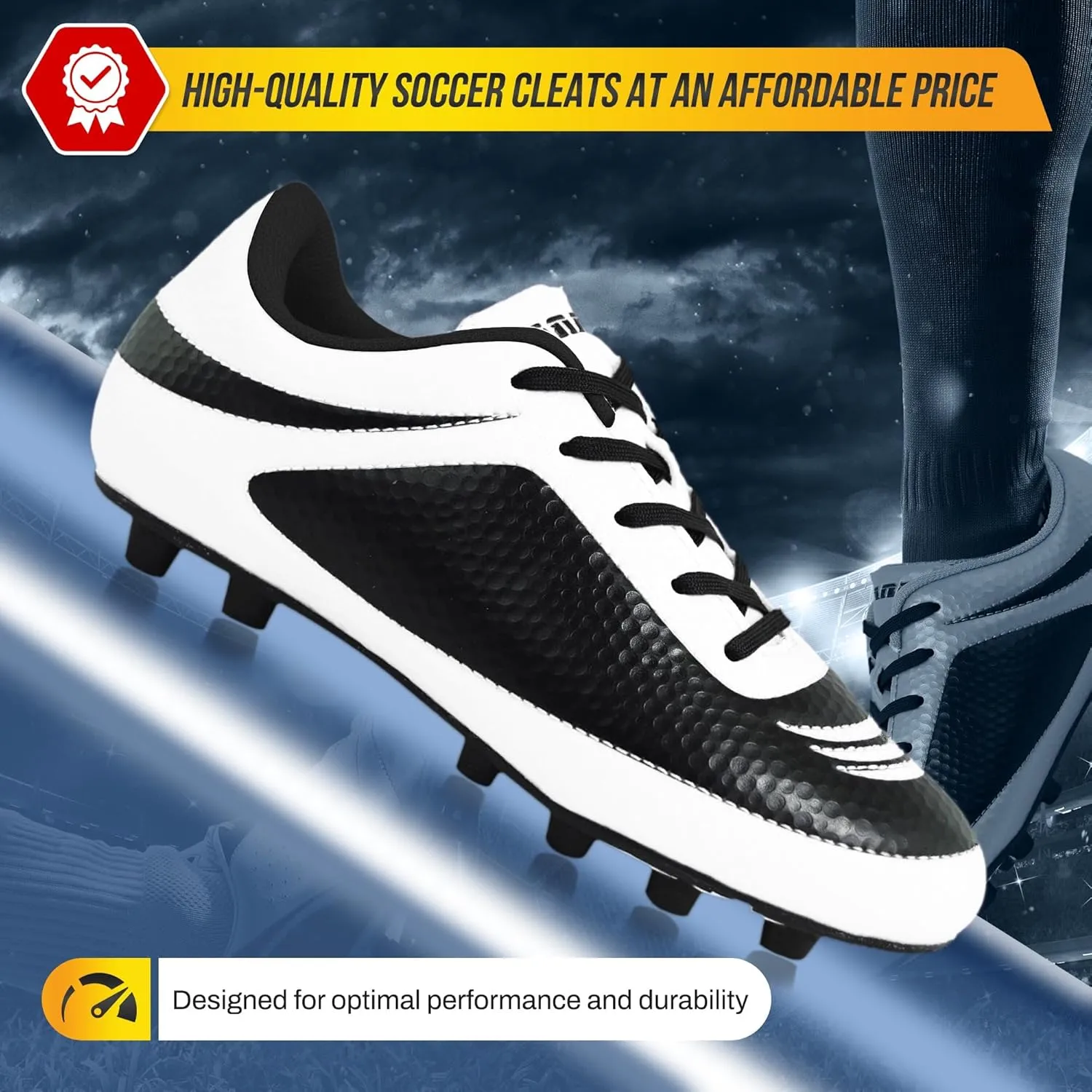 Vizari USA Boys Girls Soccer Cleats | Youth Firm Ground Athletic Outdoor Football Shoes for Toddler, Little Kid, Big Kid | Lightweight & Durable