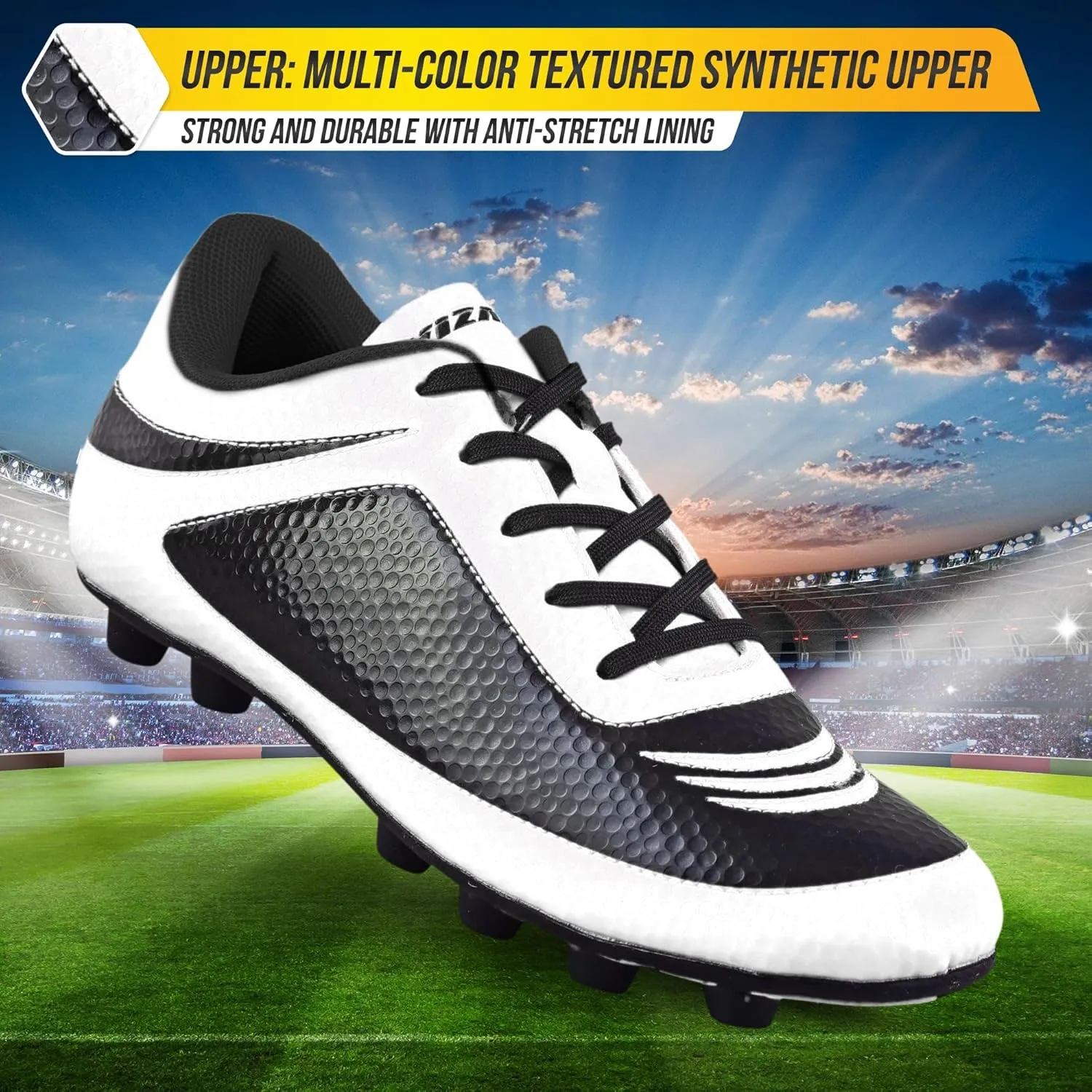 Vizari USA Boys Girls Soccer Cleats | Youth Firm Ground Athletic Outdoor Football Shoes for Toddler, Little Kid, Big Kid | Lightweight & Durable
