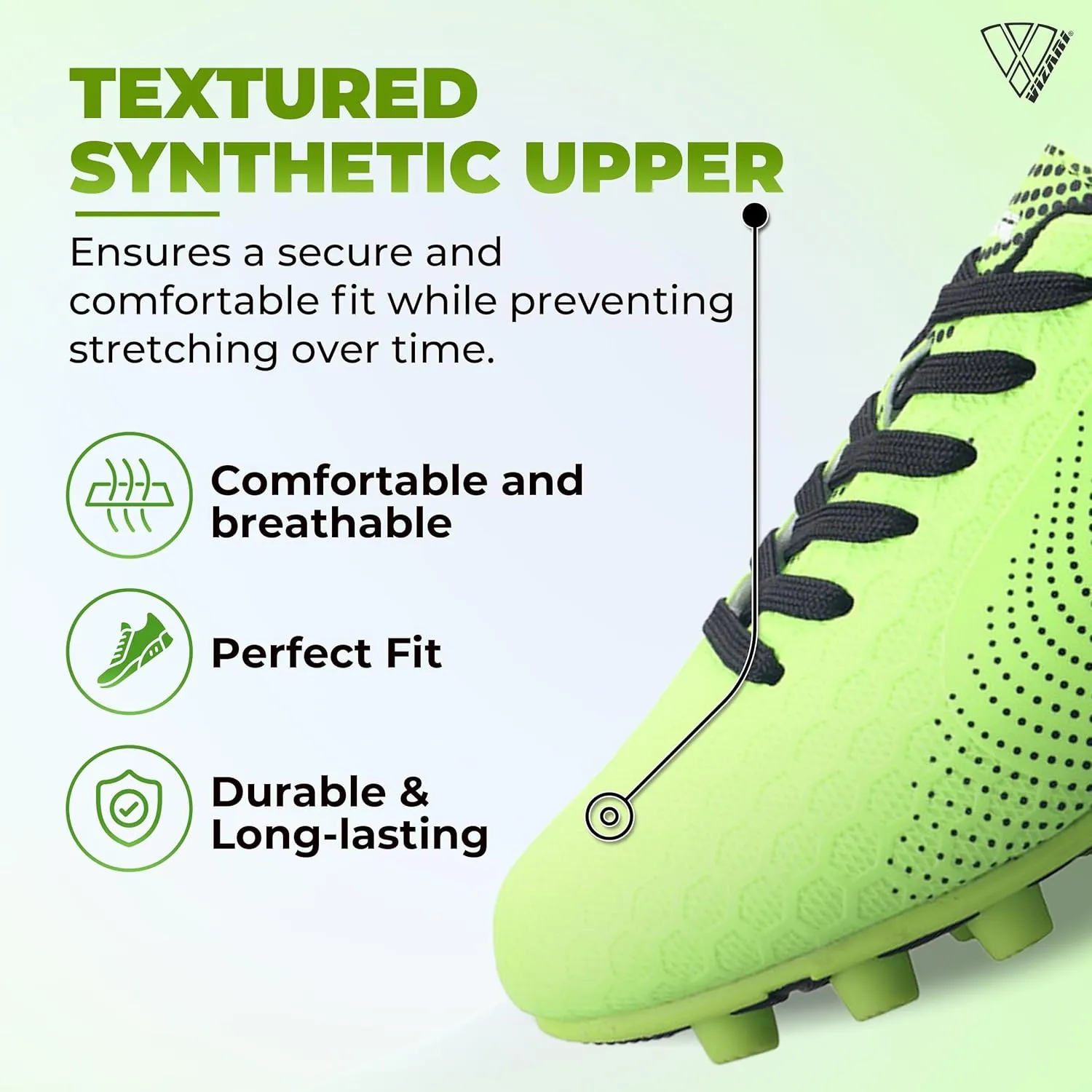 Vizari USA Stealth Boys Girls Soccer Cleats | Youth Firm Ground Athletic Outdoor Football Shoes for Toddler, Little Kid, Big Kid | Lightweight & Durable