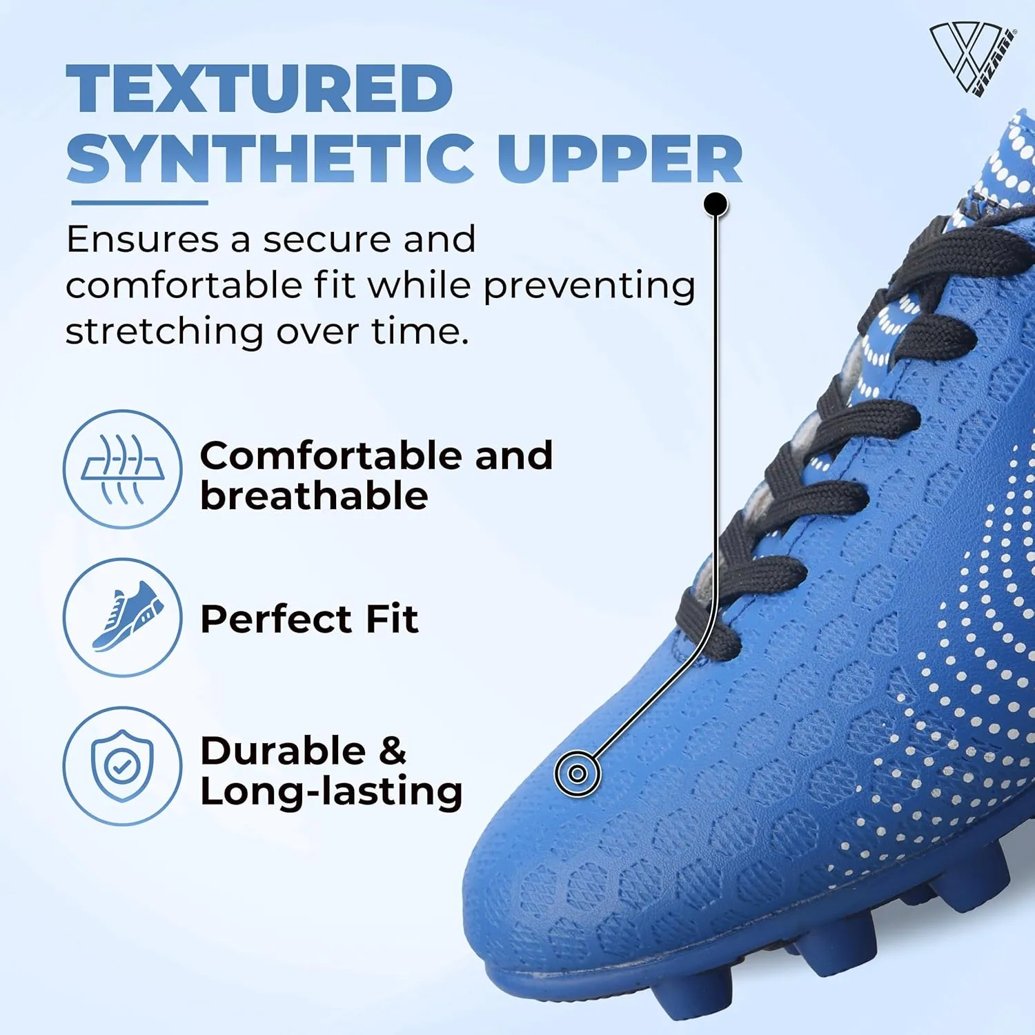 Vizari USA Stealth Boys Girls Soccer Cleats | Youth Firm Ground Athletic Outdoor Football Shoes for Toddler, Little Kid, Big Kid | Lightweight & Durable