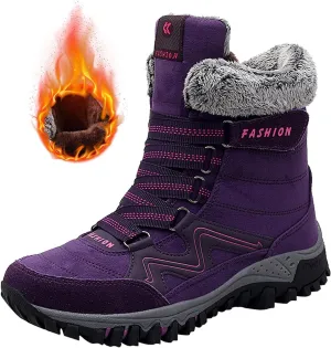 Waterproof Boots for Women Anti-Slip Mid-Calf Snow Boots Warm Outdoor Comfortable Hiking Booties