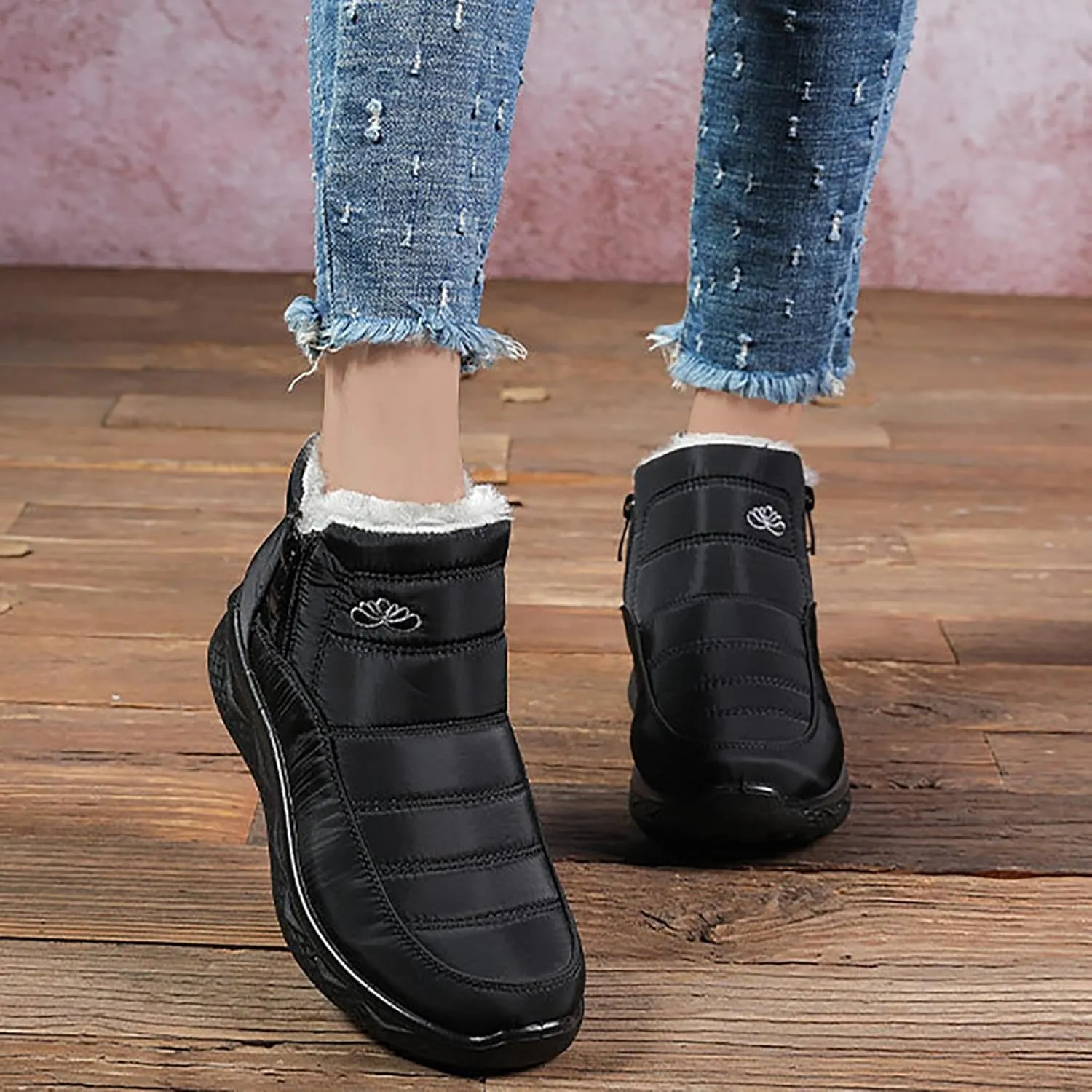 Waterproof Boots for Women Anti-Slip Mid-Calf Snow Boots Warm Outdoor Comfortable Hiking Booties