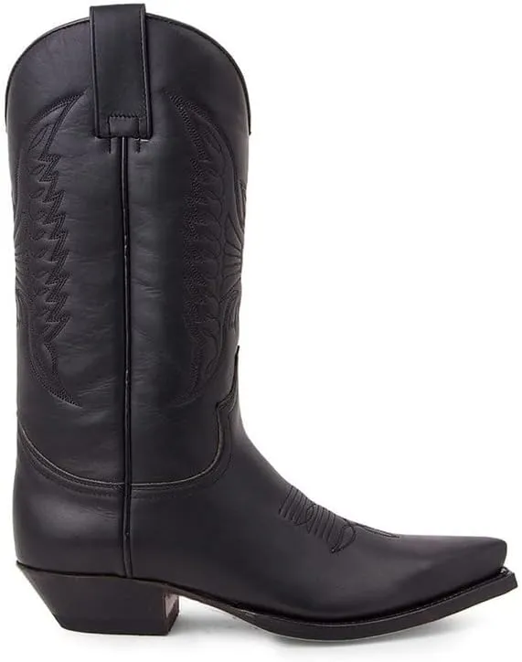 Western Boots Vintage Square Toe Chunky Block Heel Pointed Toe Stitched Leather Cowboy Boots for Men Country Boots Mid-Calf Boots