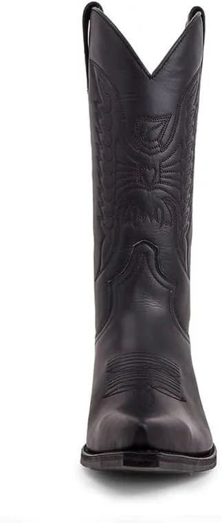 Western Boots Vintage Square Toe Chunky Block Heel Pointed Toe Stitched Leather Cowboy Boots for Men Country Boots Mid-Calf Boots