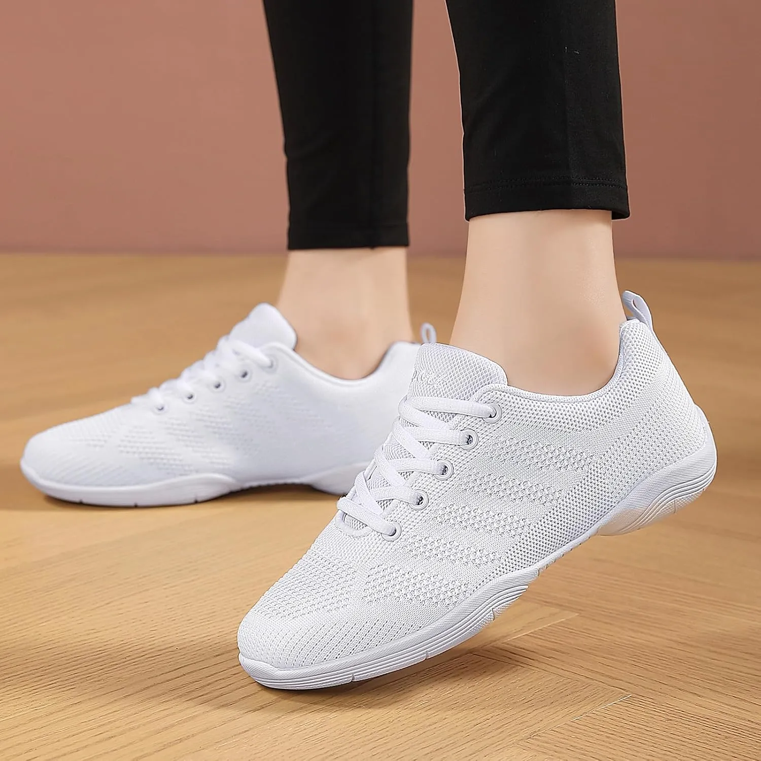 White Cheer Shoes Girls Dance Athletic Breathable mesh Women Gymnastic Training Tennis Competition Sneakers Flexible Cheerleading Tumbling Kid Youth Adult