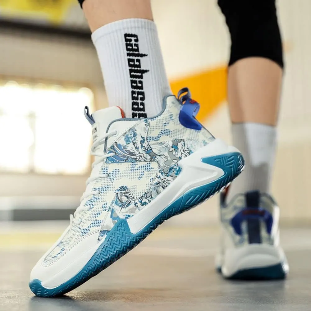 WILTENA Mens Fashion Non Slip Breathable Basketball Shoes Boy's Athletic Running Sports Shock Absorption Sneakers Youth Casual Shoes