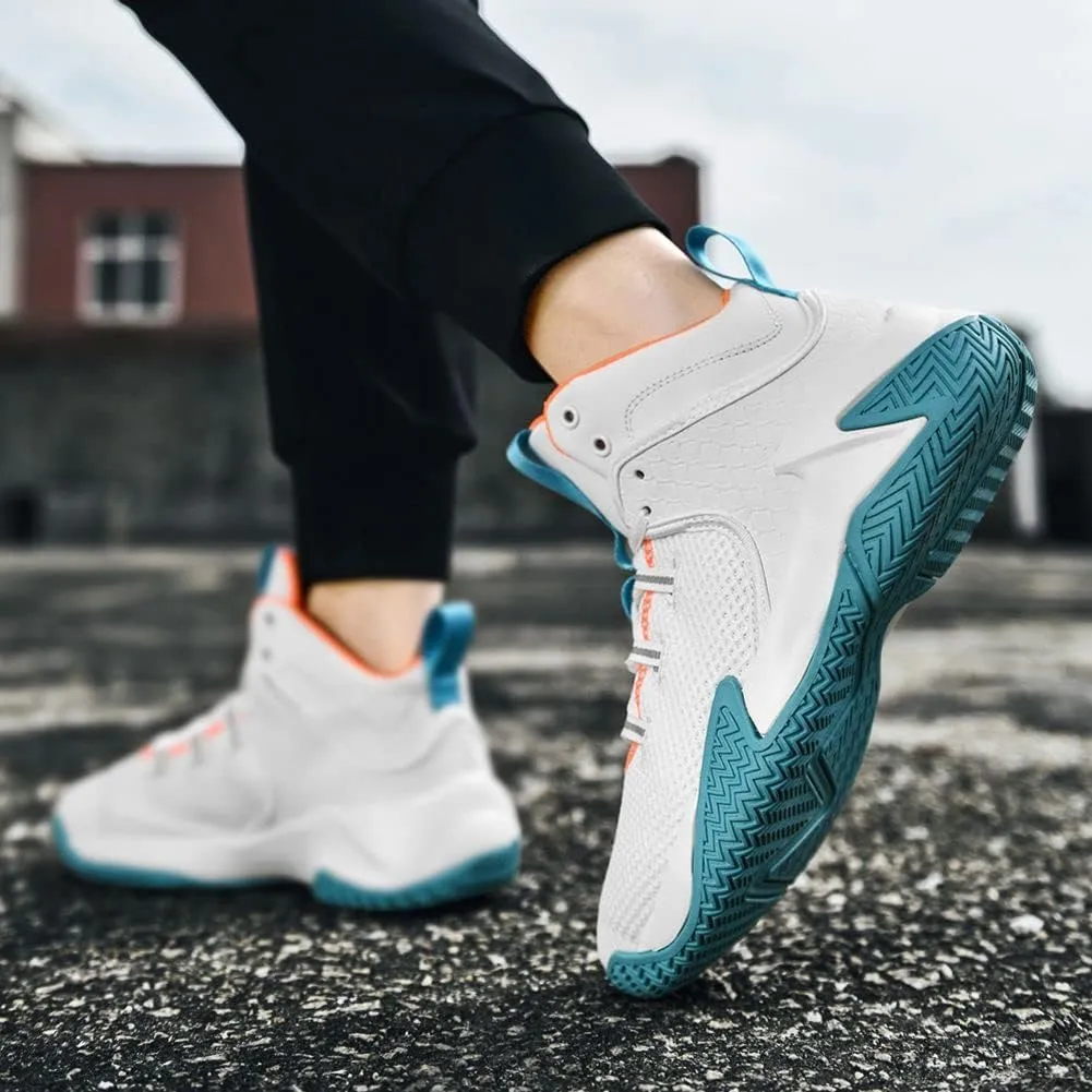 WILTENA Mens Fashion Non Slip Breathable Basketball Shoes Boy's Athletic Running Sports Shock Absorption Sneakers Youth Casual Shoes