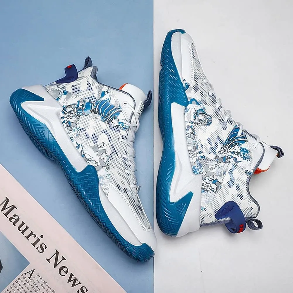 WILTENA Mens Fashion Non Slip Breathable Basketball Shoes Boy's Athletic Running Sports Shock Absorption Sneakers Youth Casual Shoes